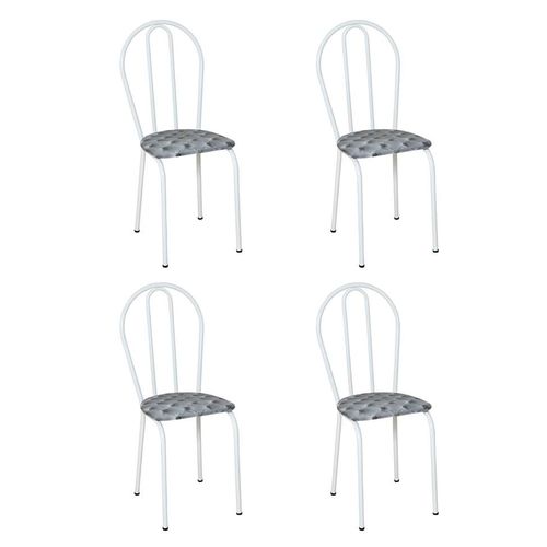 Conjunto 4 Cadeiras Hécate Branco e Estampa Capitonê