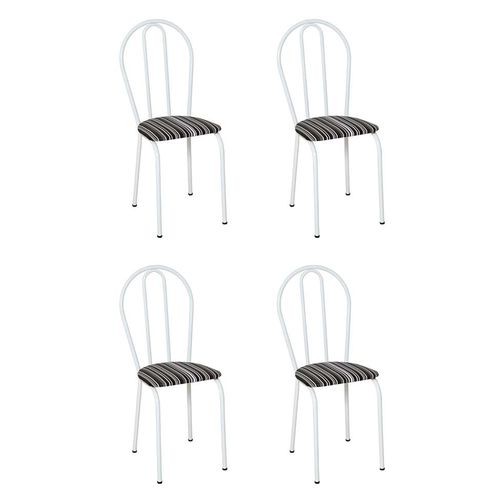 Tudo sobre 'Conjunto 4 Cadeiras Hécate Branco e Preto Listrado'