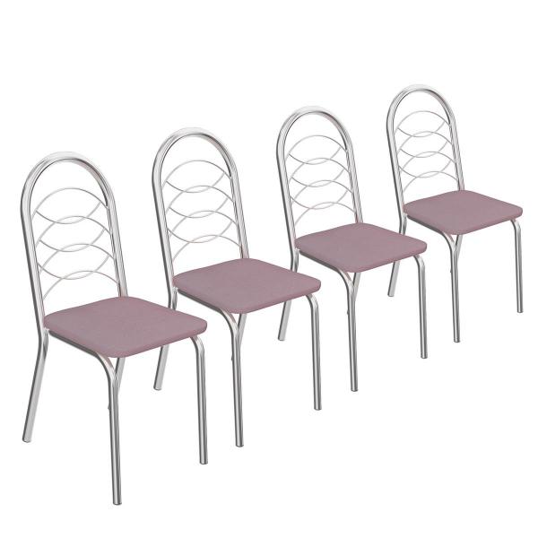 Conjunto 4 Cadeiras Holanda Crome 4C009CR-23 Salmão - Kappesberg - Kappesberg