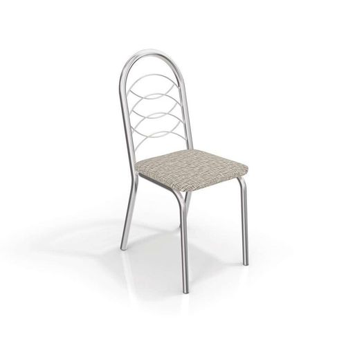 Conjunto 4 Cadeiras Holanda Crome Cromado/linho Marrom Kappesberg