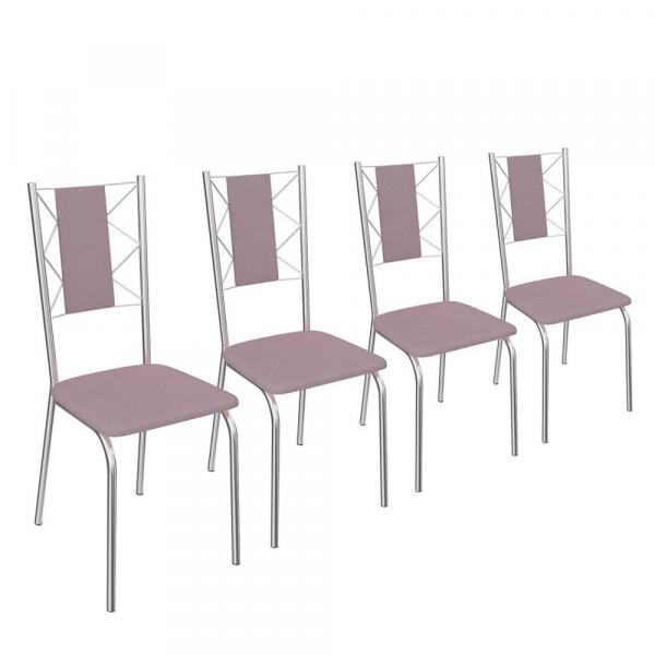 Conjunto 4 Cadeiras Lisboa Crome 4C076CR-23 Salmão - Kappesberg - Kappesberg