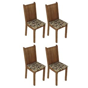 Conjunto 4 Cadeiras Lucy Madesa - Rustic/Floral Bege/Marrom