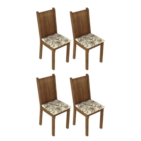 Conjunto 4 Cadeiras Lucy Madesa Rustic / Lírio Bege