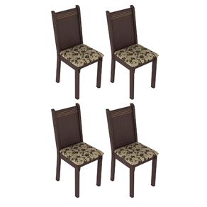 Conjunto 4 Cadeiras Lucy Madesa - Tabaco/Floral Bege/Marrom