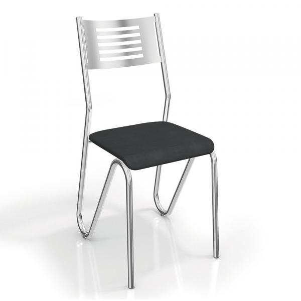 Conjunto 4 Cadeiras Nápoles Crome 4C045CR-110 Preto - Kappesberg - Kappesberg