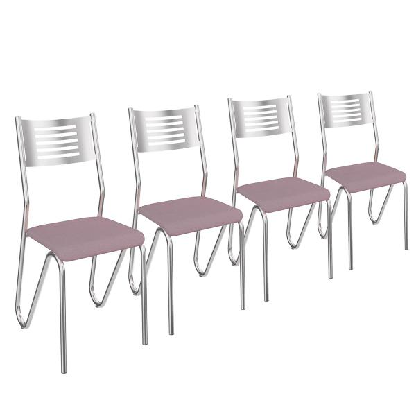 Conjunto 4 Cadeiras Nápoles Crome 4C045CR-23 Salmão - Kappesberg - Kappesberg