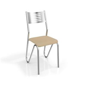 Conjunto 4 Cadeiras Nápoles Crome Cromado/Branco Kappesberg - Bege