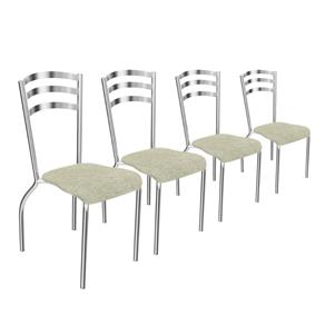Conjunto 4 Cadeiras Portugal Cromada e Veludo Lima 4C007cr-24 - BEGE