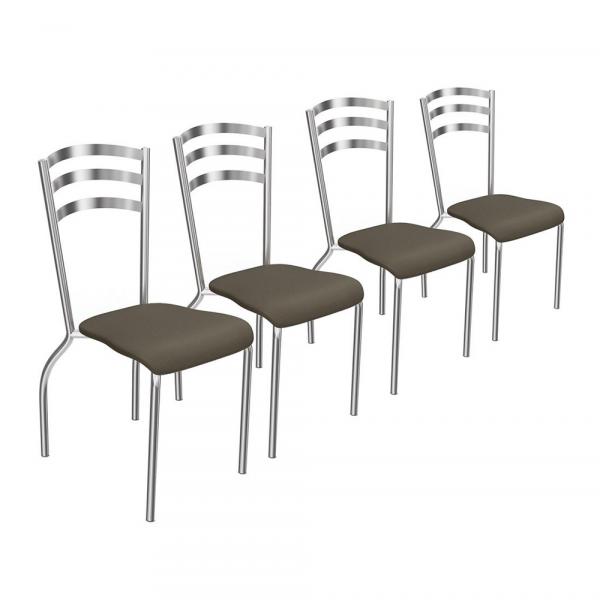 Conjunto 4 Cadeiras Portugal Crome 4C007CR-21 Marrom - Kappesberg - Kappesberg
