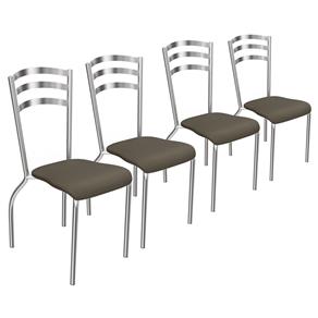 Conjunto 4 Cadeiras Portugal Crome - MARROM