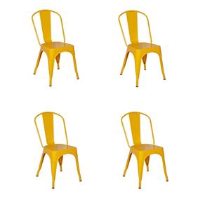 Conjunto 4 Cadeiras Tolix Iron - Design - AMARELO
