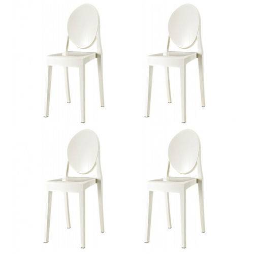 Conjunto 4 Cadeiras Victoria Louis Ghost Sem Braço Off White