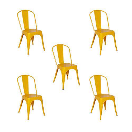 Conjunto 5 Cadeiras Tolix Iron - Design - Amarela