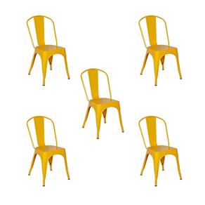 Conjunto 5 Cadeiras Tolix Iron Design - AMARELO