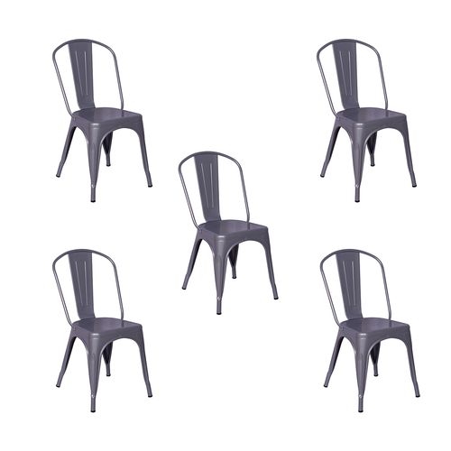 Conjunto 5 Cadeiras Tolix Iron - Design - Cinza
