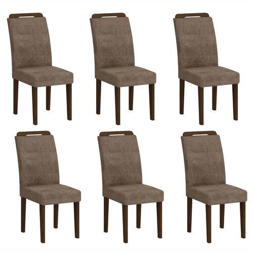 Conjunto 6 Cadeiras Athenas Rufato Castor/ Animale Chocolate