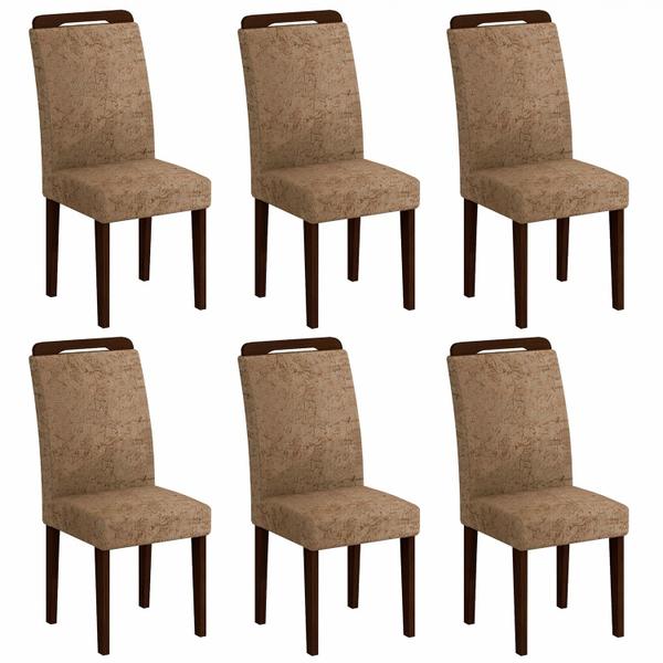 Conjunto 6 Cadeiras Athenas Rufato Castor/ Suede Amassado Chocolate