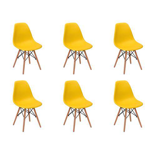 Tudo sobre 'Conjunto 6 Cadeiras Charles Eames Eiffel Wood Base Madeira - Amarela'