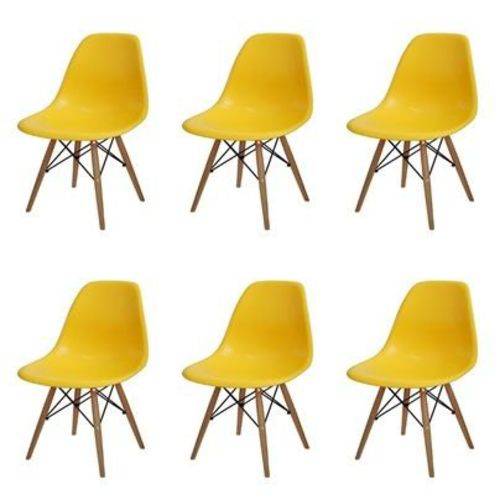 Tudo sobre 'Conjunto 6 Cadeiras Dkr Eames Polipropileno Base Eiffel Madeira Amarela Inovakasa'