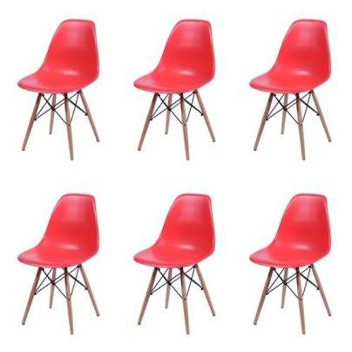Tudo sobre 'Conjunto 6 Cadeiras Dkr Eames Polipropileno Base Eiffel Madeira Vermelha Inovakasa'