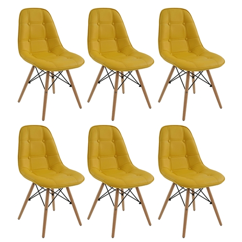 Conjunto 6 Cadeiras Eiffel Botonê Eames Dsw Amarela