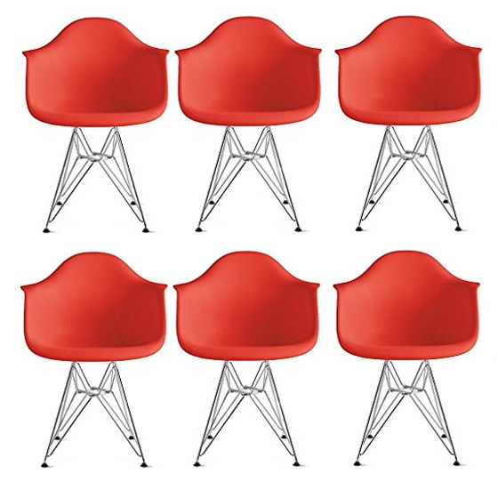 Conjunto 6 Cadeiras Eiffel Eames DAR Vermelha - Uni Design
