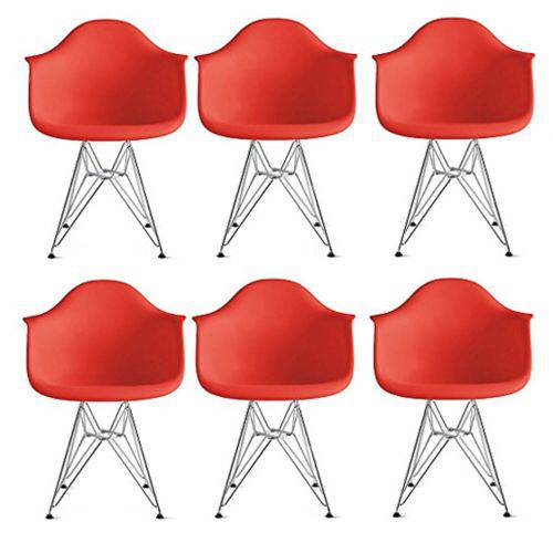 Conjunto 6 Cadeiras Eiffel Eames Dar Vermelha