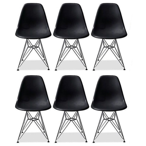 Conjunto 6 Cadeiras Eiffel Eames Dsr Preta