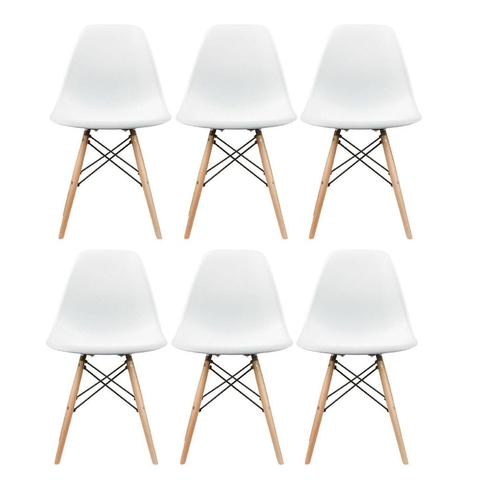 Conjunto 6 Cadeiras Eiffel Eames Dsw Branca
