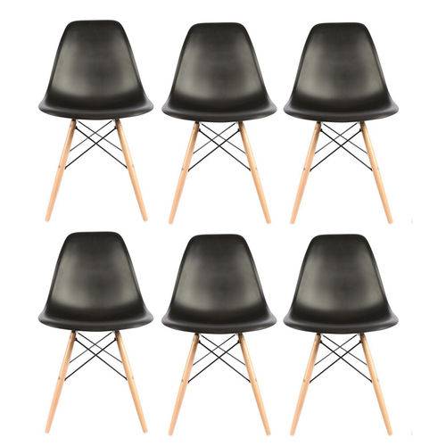 Conjunto 6 Cadeiras Eiffel Eames Dsw Preta