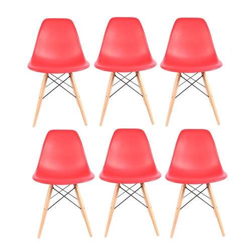 Conjunto 6 Cadeiras Eiffel Eames Dsw Vermelha