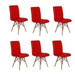 Conjunto 6 Cadeiras Eiffel Gomos Estofada Base Madeira - Vermelha