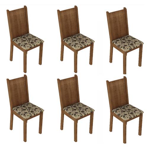 Conjunto 6 Cadeiras Lucy Madesa Rustic/Bege Marrom