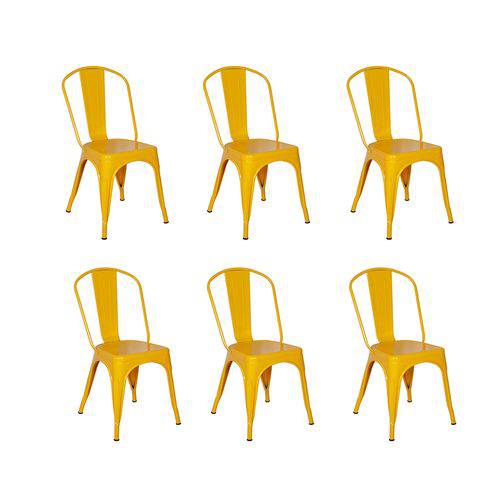 Conjunto 6 Cadeiras Tolix Iron - Design - Amarela