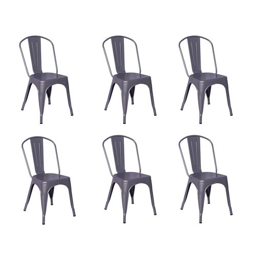 Conjunto 6 Cadeiras Tolix Iron - Design - Cinza