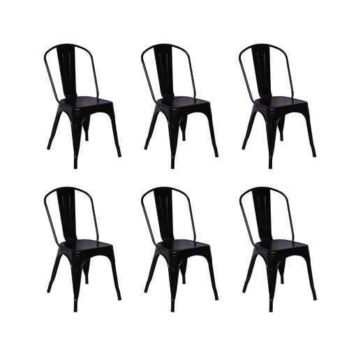 Conjunto 6 Cadeiras Tolix Iron - Design - Preta