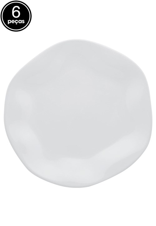 Conjunto 6 Pratos Sobremesa 21,5M White Branco Oxford