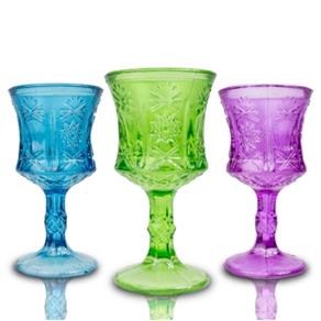Conjunto 6 Taças de Vidro Esculpidas Coloridas 30ml Rojemac - Verde