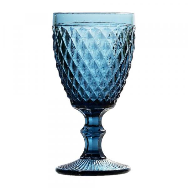 Conjunto 6 Taças P/Vinho de Vidro Bico de Abacaxi Azul 210Ml - 6489 - Lyor