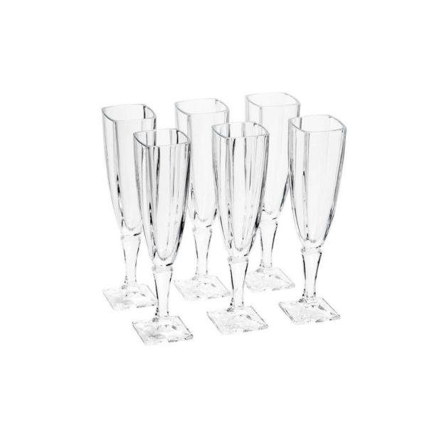 Conjunto 6 Taças para Champagne de Vidro com Titânio 140ml Rojemac Transparente