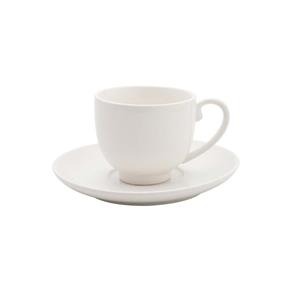 Conjunto 6 Xícaras de Café de Porcelana com Píres White 100Ml - F9-30380 - Branco