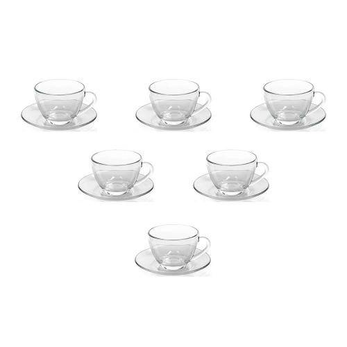 Conjunto 6 Xícaras para Chá com Pires Astral em Vidro - Duralex - 13,7x6,2 Cm