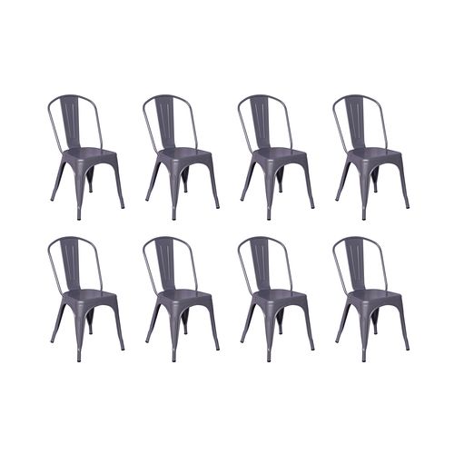 Conjunto 8 Cadeiras Tolix Iron - Design - Cinza