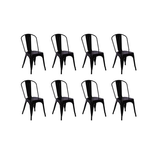 Conjunto 8 Cadeiras Tolix Iron - Design - Preta
