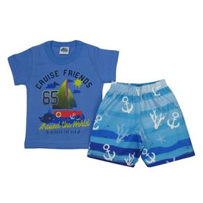 Conjunto Bebê Masculino Camiseta e Bermuda - 2 ANOS - AZUL BEBÊ