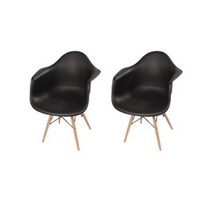 Conjunto 2 Cadeira Charles Eames Wood - Daw - com Braços - Design Amarela