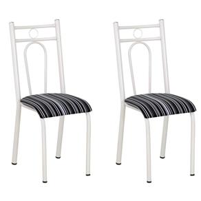 Conjunto 2 Cadeiras 023 Branco e Preto Listrado