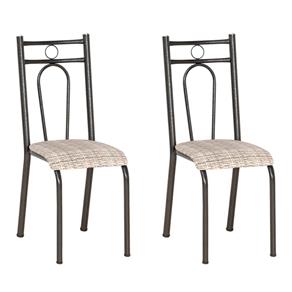 Conjunto 2 Cadeiras 023 Cromo Preto e Estampa Rattan