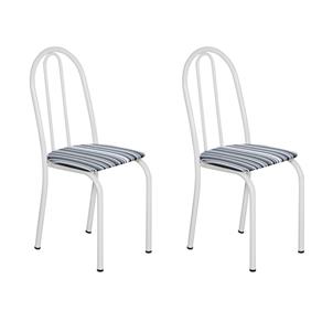 Conjunto 2 Cadeiras 005 Branco e Preto Listrado