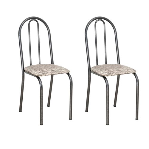 Conjunto 2 Cadeiras 005 Cromo Preto e Estampa Rattan